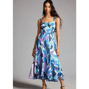 Anthropologie Blue and Purple Midi Dress